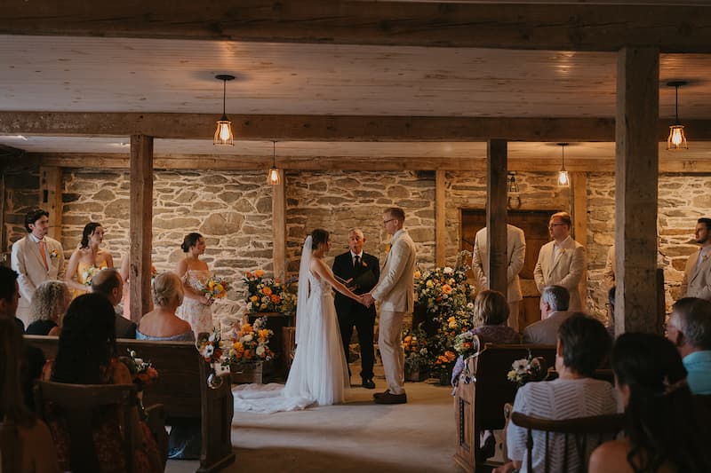 Wedding ceremony Lower Level Bank Barn — Tranquility Farm Loudoun County